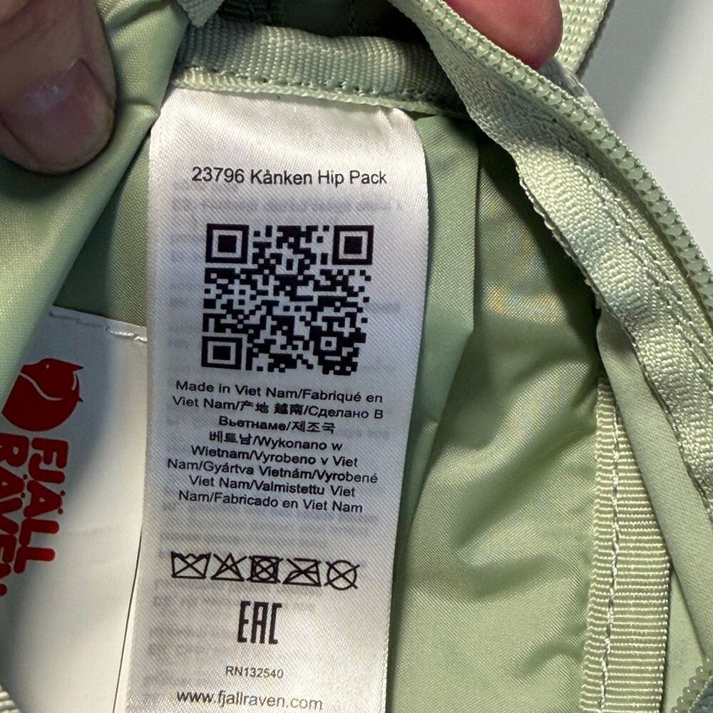 Fjallraven Kanken Light Green Waist Bag Crossbody Fanny Pack Hip Pack One Size - Picture 5 of 7